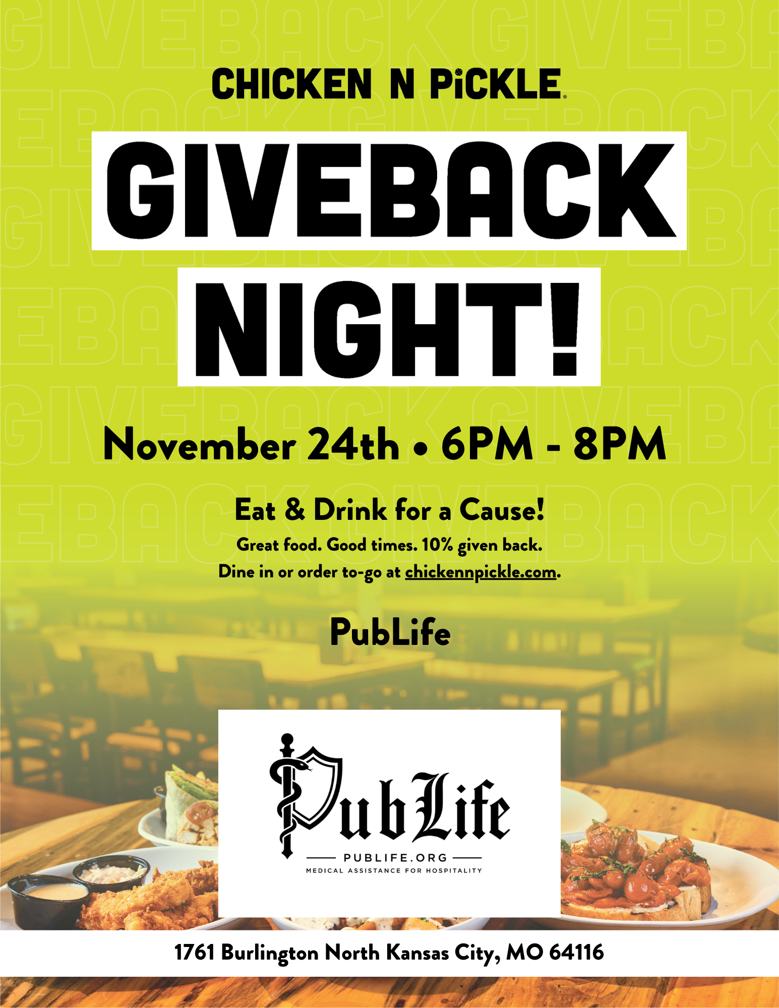 PubLife Presents: Chicken N Pickle Giveback Night
